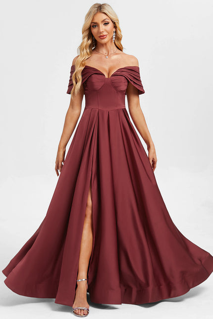 Robe Trapèze Bordeaux Satinée