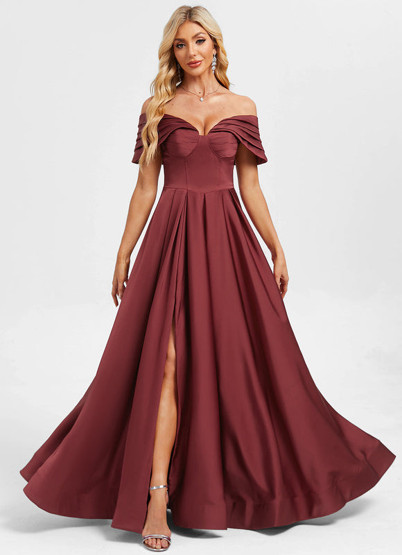 Robe Trapèze Bordeaux Satinée