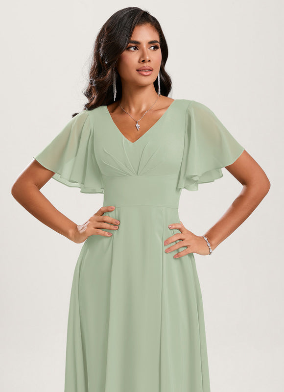 Robe Trapèze Flottante Verte - gallery 4