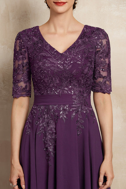 Robe Trapèze Violet Éclat Satiné - gallery 1