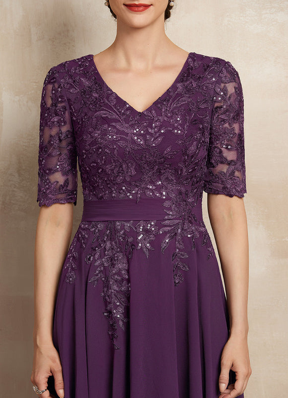 Robe Trapèze Violet Éclat Satiné - gallery 1