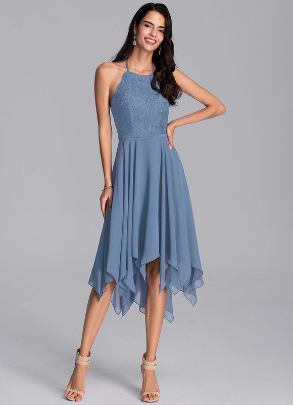 Robe Trapèze Bleu Aérien - gallery 2
