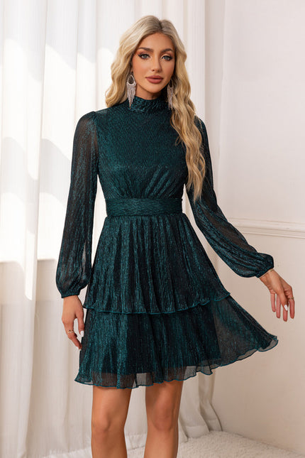Robe Trapèze Éclat Sombre Satiné - gallery 4