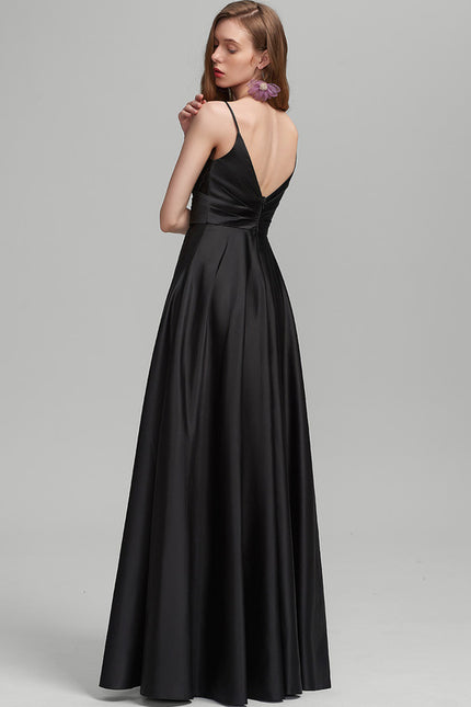 Robe Trapèze Satin Noir Chic - gallery 2
