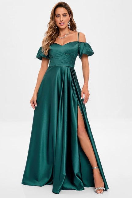 Robe Trapèze Satin Bleu Éclatant - gallery 4