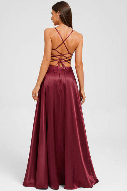 Robe Trapèze Satin Bleu Profond - gallery 3