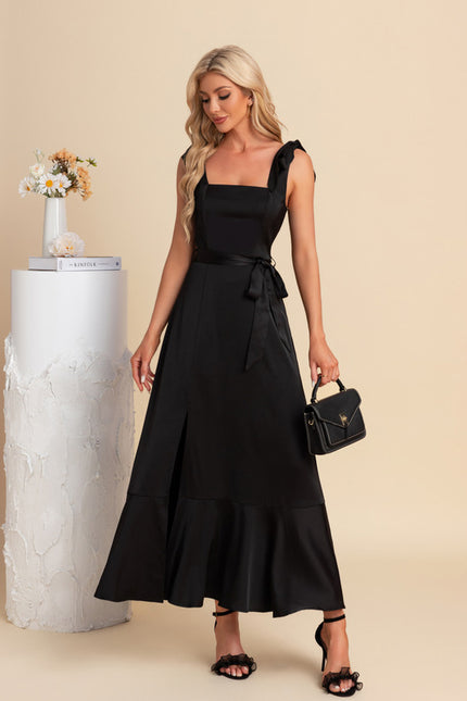 Robe Trapèze Noir Élégance Satinée - gallery 3