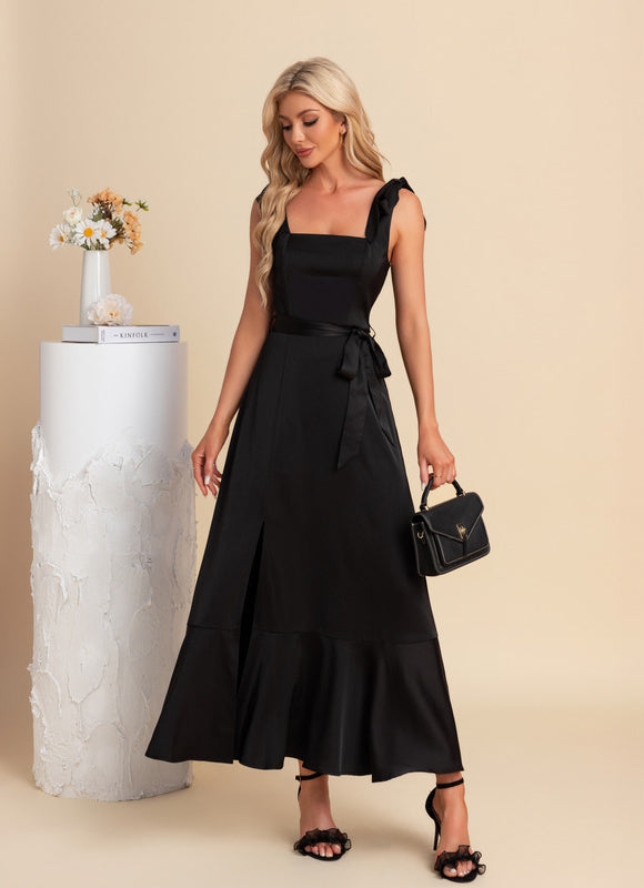 Robe Trapèze Noir Élégance Satinée - gallery 3