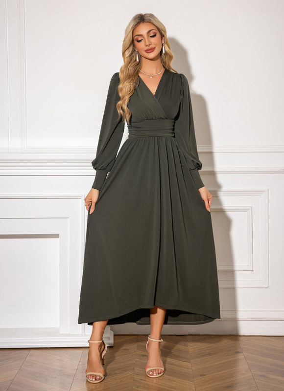 Robe Trapèze Maxi Asymétrique Sage - gallery 2