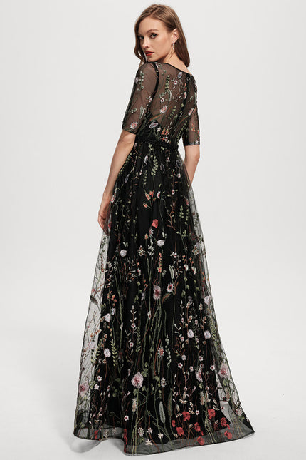 Robe Trapèze Botanique Noir - gallery 1