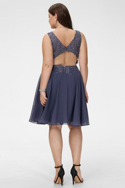 Robe Trapèze Bleu Soirée Chic - gallery 8