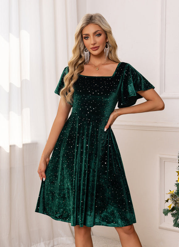Robe Trapèze Émeraude Étincelante - gallery 6