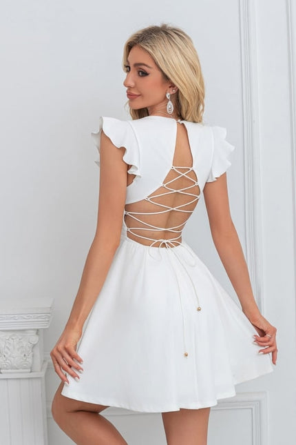 Robe Trapèze Blanche À Volants