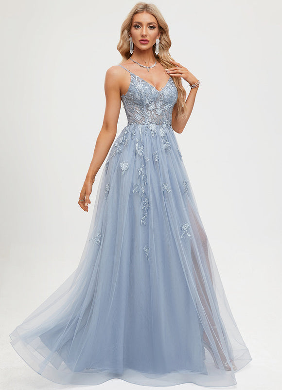 Robe Trapèze Tulle Azur Éthéré - gallery 6