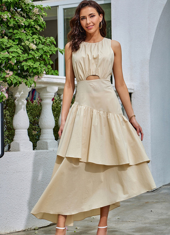 Robe Trapèze Beige Éthéré - gallery 2