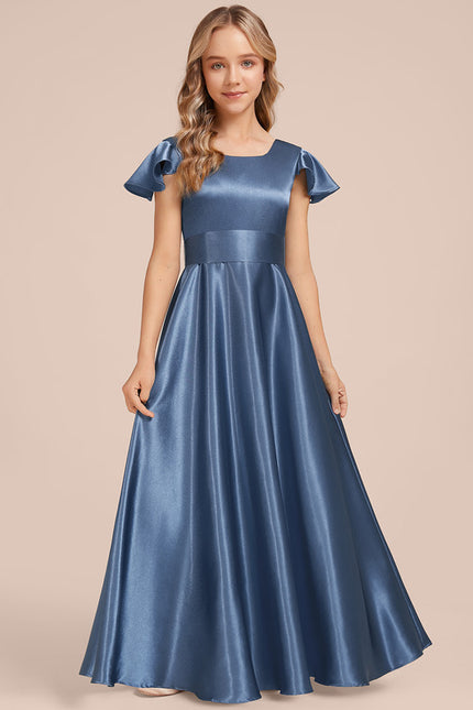 Robe Trapèze Satinée Céleste