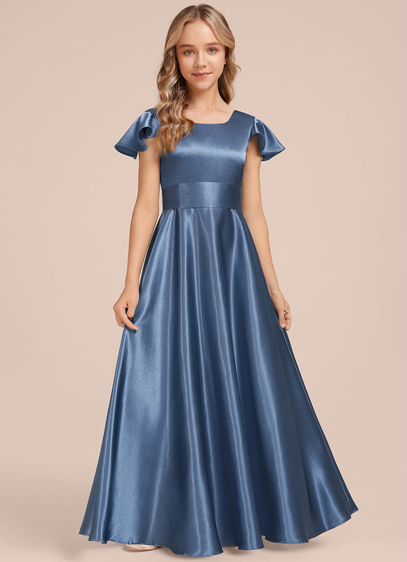 Robe Trapèze Satinée Céleste
