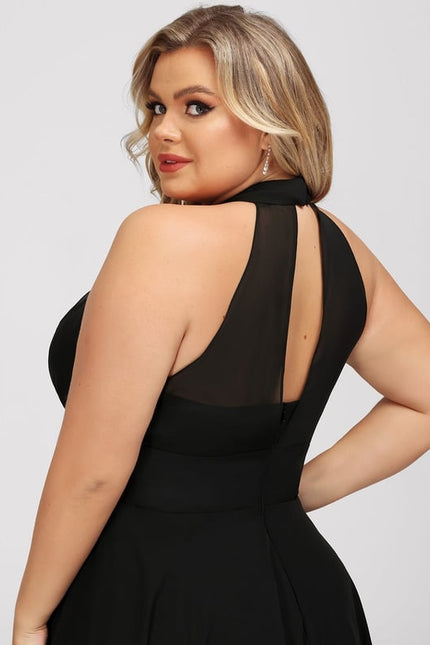 Robe Trapèze Noire Asymétrique Mousseline - gallery 6
