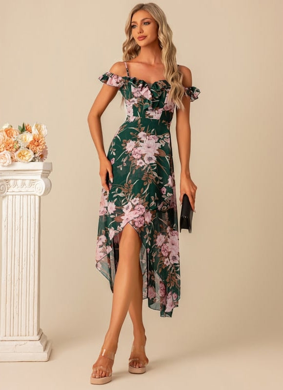 Robe Trapèze Florale Élégante - gallery 2