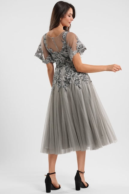 Robe Trapèze Gris Éthéré - gallery 4