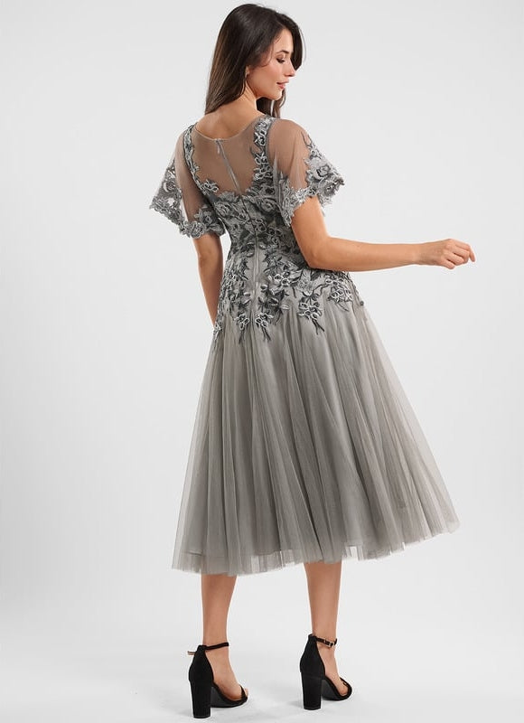 Robe Trapèze Gris Éthéré - gallery 4