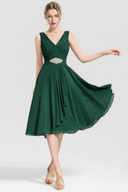 Robe Trapèze Vert Foncé Cocktail Perles