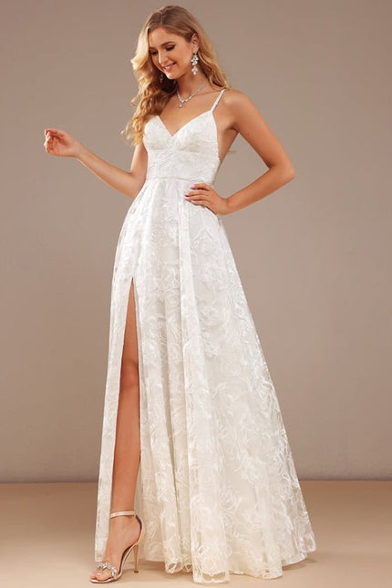 Robe Trapèze Blanche Dentelle Mariage - gallery 3