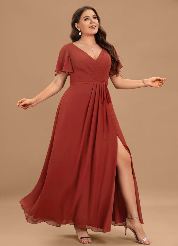 Robe Trapèze Longue Beige Élégante - gallery 6