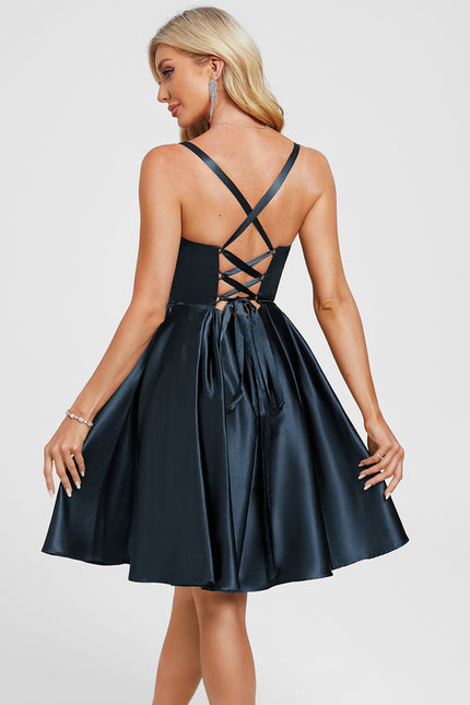 Robe Trapèze Noir Chic Satiné - gallery 3