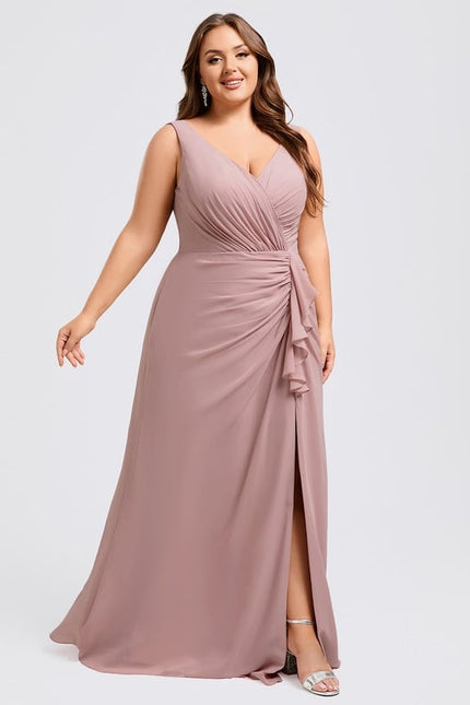 Robe Trapèze Longue Beige Élégante - gallery 8