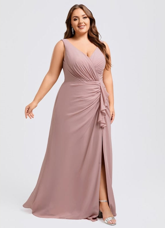 Robe Trapèze Longue Beige Élégante - gallery 8