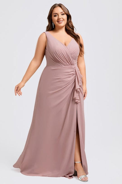 Robe Trapèze Longue Beige Élégante - gallery 8