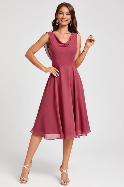 Robe Trapèze Satin Rosé - gallery 6