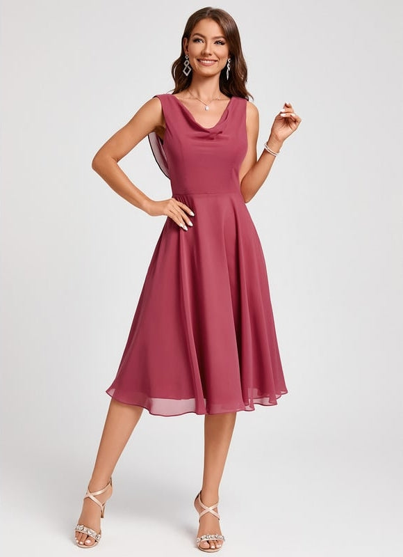 Robe Trapèze Satin Rosé - gallery 6