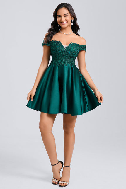 Robe Trapèze Éclat Émeraude Satiné - gallery 5