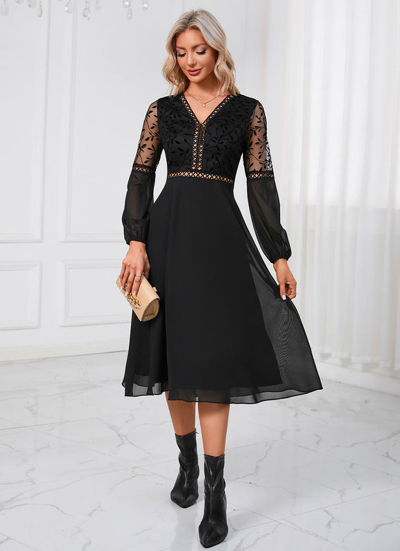 Robe Trapèze Noir Chic Aérien - gallery 4