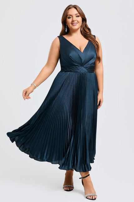 Robe Trapèze Plissée Satinée - gallery 7