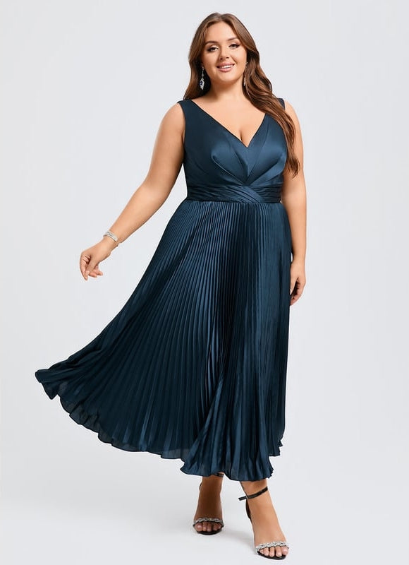 Robe Trapèze Plissée Satinée - gallery 7