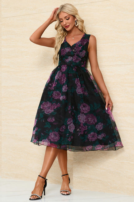 Robe Trapèze Fleur Sombre