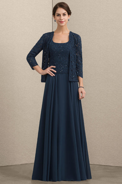 Robe Trapèze Bleu Marine Dentelle Paillettes