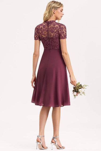 Robe Trapèze Violet Dentelle Douce - gallery 4