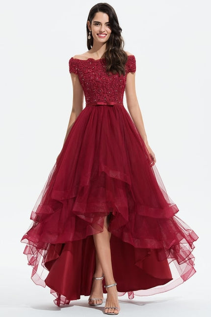 Robe Trapèze Rouge Tulle Ondulant