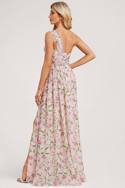 Robe Trapèze Asymétrique Beige - gallery 4