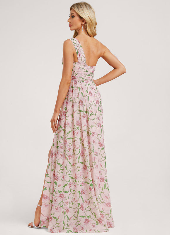 Robe Trapèze Asymétrique Beige - gallery 4