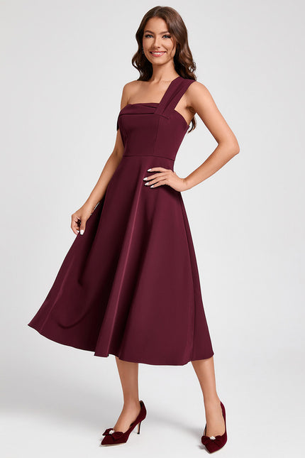 Robe Trapèze Bordeaux Flottant - gallery 2