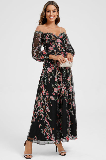 Robe Trapèze Éthérée Noire - gallery 1
