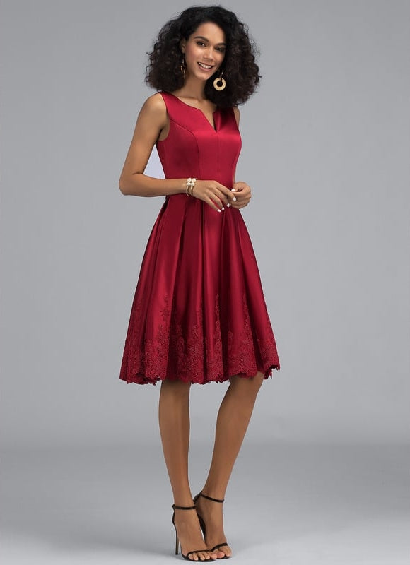 Robe Trapèze Rouge Festif - gallery 9