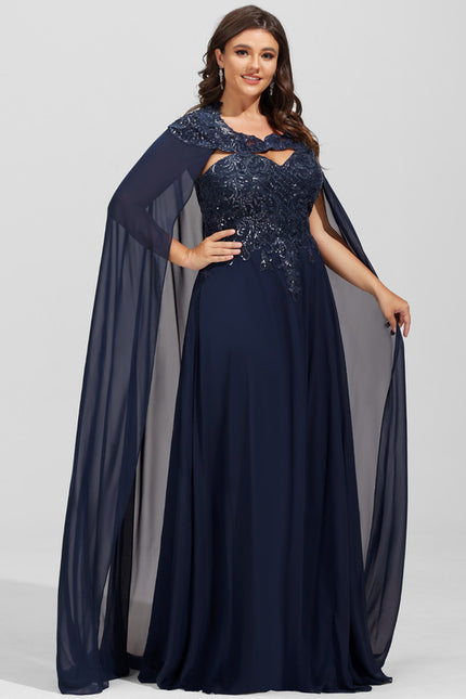 Robe Trapèze Bleue Marine Bal De Soirée - gallery 9