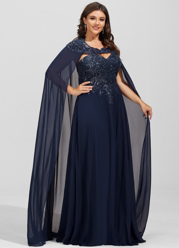 Robe Trapèze Bleue Marine Bal De Soirée - gallery 9