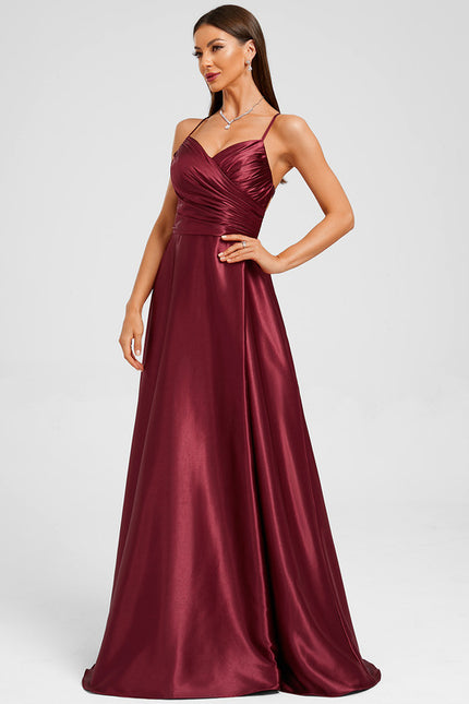 Robe Trapèze Satin Bleu Profond - gallery 2
